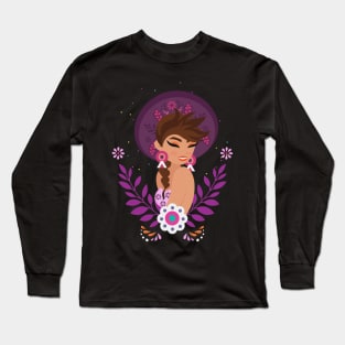 Latina abtract mexican nature floral design Long Sleeve T-Shirt